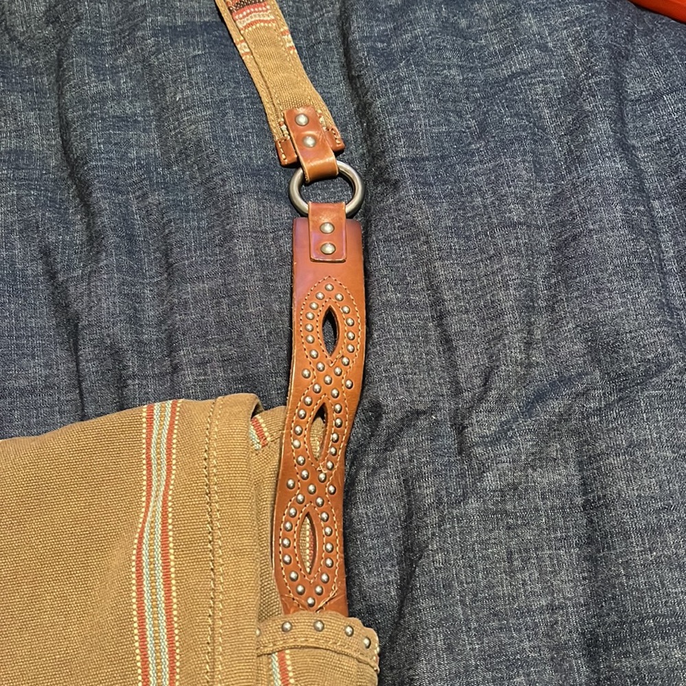 Vintage Fossil Crossbody Bag Canvas with Leather & Stud Accents - Picture 3 of 8